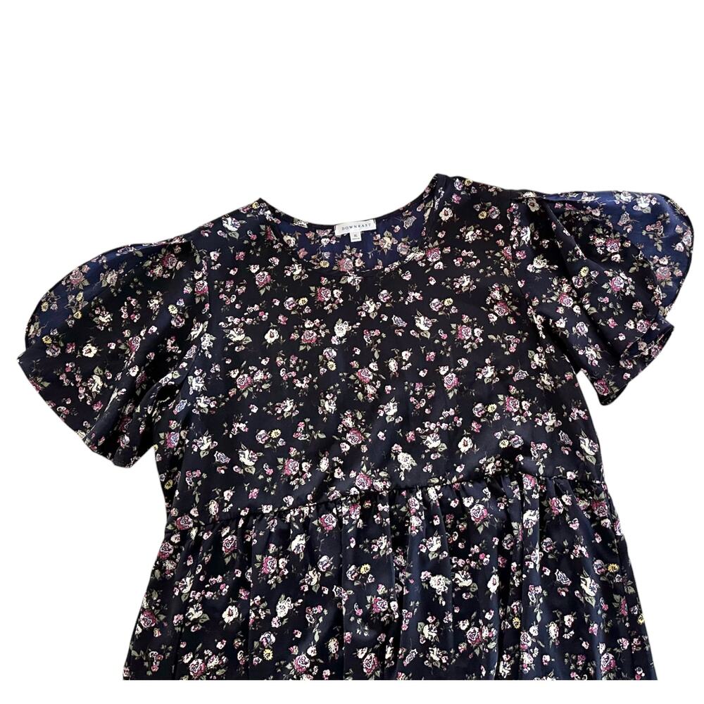 Downeast XL floral babydoll sundress navy flowy flutter sleeve plus size summer